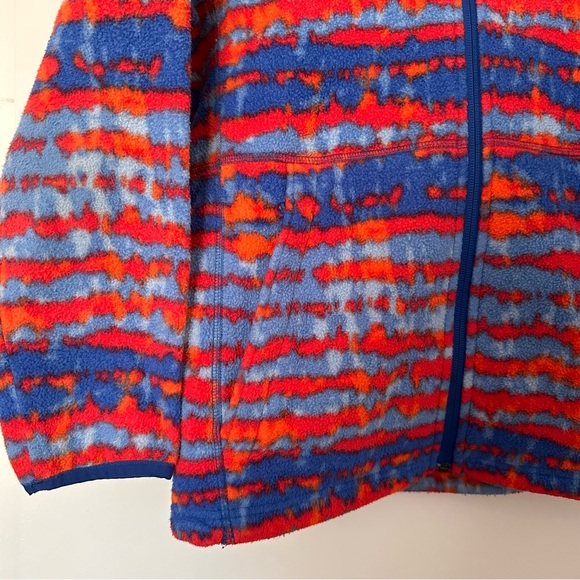 LLBean Kids Mountain Classic Fleece Hooded Jacket Boy Girl Size L 14-16 Blue Red - Picture 4 of 10
